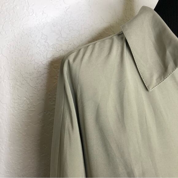 Soft Surroundings sage green khaki drawstring hem button down top size Medium - Picture 3 of 15